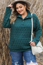 Plus Size Quarter Snap Quilted Sweatshirt Woman Sweatshirts