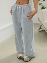 Drawstring Wide Leg Pants Light Gray