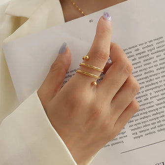 Titanium Steel Wrap Ring Gold One Size Rings