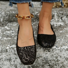 Square Toe Flat Slip-Ons Black