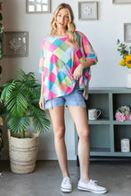 HOPELY Color Block Waffle Oversized T-Shirt Woman T Shirts