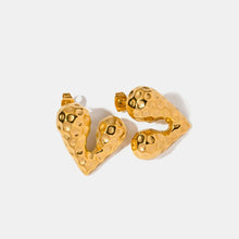 Heart Shape Stainless Steel Stud Earrings Gold One Size