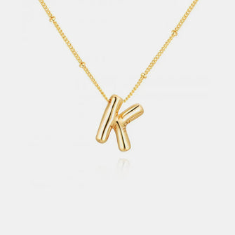 Gold-Plated Bubble Initial Necklace Style K One Size