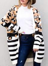 Striped Open Front Longline Cardigan Woman Outerwear