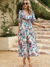 Printed Puff Sleeve Midi Dress Casual Dresses