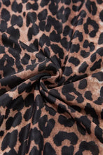 Leopard wrapped V-neck slim short sleeve top with stretchy print scarf