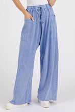 Mittoshop Mineral Wash Elastic Waist Baarrel Leg Baggy Pants Peri Blue