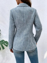 Lapel Collar Long Sleeve Blazer with Pockets Woman Outerwear