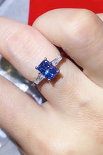 1 Carat Moissanite Platinum-Plated Rectangle Ring in Blue Blue Rings