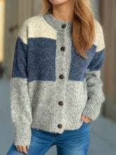 Color Block Round Neck Button Up Cardigan Woman Outerwear