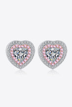 Moissanite Heart-Shaped Stud Earrings Silver One Size