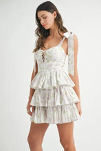 MABLE Floral Print Shoulder Tie Layered Mini Dress Casual Dresses