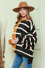 Striped Dropped Shoulder Round Neck Blouse Woman Sweatshirts