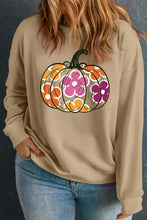 Plus Size Pumpkin Graphic Dropped Shoulder Sweatshirt Khaki