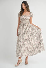 MABLE Floral Print Puff Sleeve Gathered Midi Dress Casual Dresses