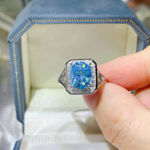 3 Carat Moissanite Square Ring Light Blue