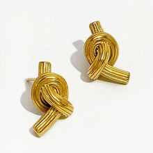 18K Gold-Plated Twisted Knot Stud Earrings