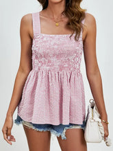 Smocked Plaid Square Neck Tank Tanks & Camis