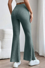 Basic Bae teal ribbed knit flare pants with high waist and full size ribbed high design for stylish comfort