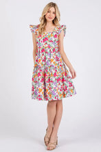 Mittoshop Flower Print Ruffle Shoulder A-line Mini Dress Casual Dresses