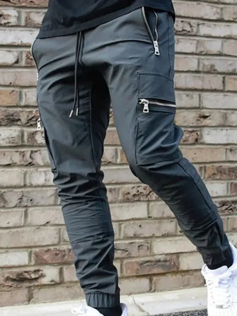 Men's Drawstring Pants with Pockets Dark Gray