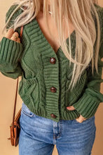 Cable-Knit Button Down V-Neck Cardigan Woman Outerwear