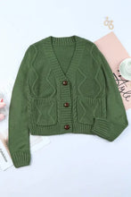 Cable-Knit Button Down V-Neck Cardigan Woman Outerwear