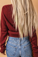 Strickjacke mit Zopfmuster, Knopfleiste und V-Ausschnitt für Damen, Oberbekleidung