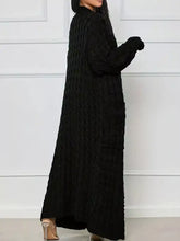 Cable knit longline sweater cardigan in earth tone, machine wash cold