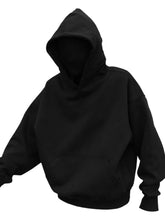 Men's Drop Shoulder Long Sleeve Hoodie with Pocket Black