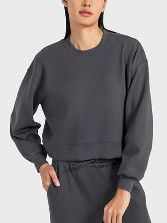 Millennia Round Neck Drop Shoulder Sports Top Black