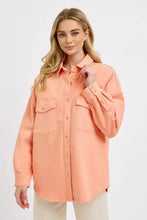RISEN Full Size Button Down Long Sleeve Denim Shacket with Chest Pockets Plus Size Woman Outerwear