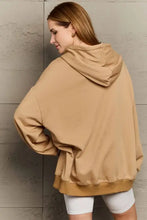 Camel long sleeve dropped shoulder hoodie with kangaroo pocket