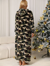 Camouflage Hooded Blanket Dress Long Sleeve Loungewear