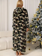 Camouflage Hooded Blanket Dress Long Sleeve Loungewear Sleep Dresses