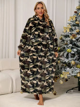 Camouflage Hooded Blanket Dress Long Sleeve Loungewear Sleep Dresses