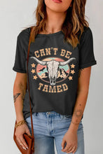 CAN'T BE TAMED Graphic Short Sleeve Tee Black Woman T Shirts