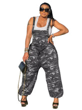 Casual camouflage square neck overalls, machine wash cold