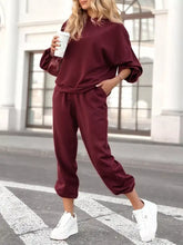 Maroon oversized sweatshirt and joggers set, Casual Hoodie and Cropped Pants