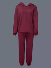 Casual Hoodie and Cropped Pants Set in maroon soft stretchy fabric