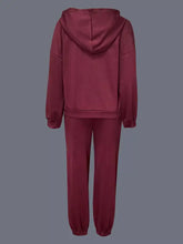Maroon two-piece sweatset with hoodie and joggers, Casual Hoodie and Cropped Pants Set