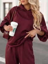 Maroon satin Casual Hoodie and Cropped Pants Set
