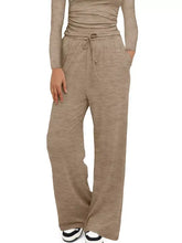 Beige wide-leg jogger pants in Casual Long Sleeve Top and Pants Set