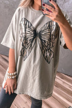 Casual Oversize Bow Drop Shoulder T Shirt for Women in Beige Light Gray