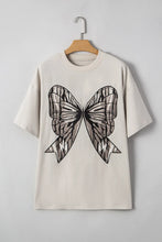Casual Oversize Bow Drop Shoulder T Shirt for Women in Beige