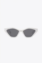 White cat eye polycarbonate sunglasses with black lenses
