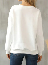 Cat round neck long sleeve sweatshirt in plain white, slightly stretchy