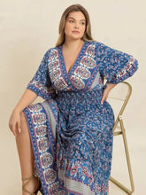 Plus Size Printed Surplice Half Sleeve Dress Casual Dresses