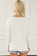 CHAMPAGNE PLEASE Long Sleeve Slit Sweater Sweater Pullovers