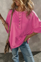Half Snap Dropped Shoulder Sweatshirt Hot Pink Woman Sweatshirts
